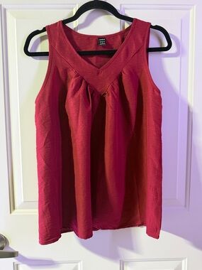 SHEIN Raspberry Red Gathered V-Neck tank